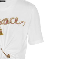 Versace Cropped Cotton T-Shirt — White