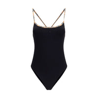 Burberry Check Trim One-Piece Swimsuit — Black