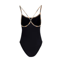 Burberry Check Trim One-Piece Swimsuit — Black
