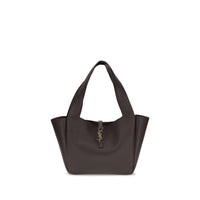 Saint Laurent Le 5 À 7 Grained Leather Shoulder Bag — Brown
