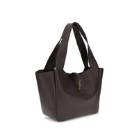 Saint Laurent Le 5 À 7 Grained Leather Shoulder Bag — Brown