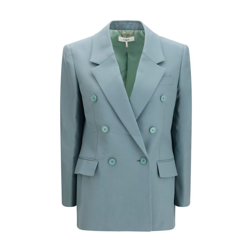 Chloé Bicolor Wool Double-Breasted Blazer