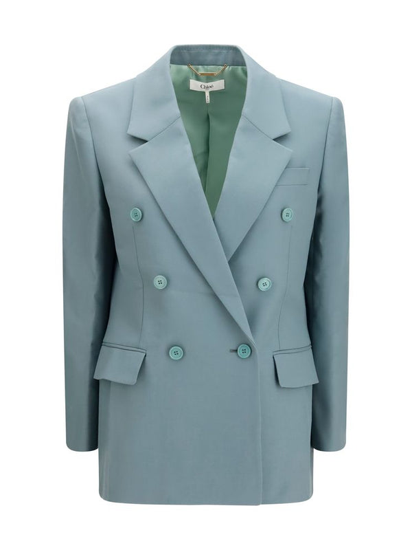 Chloé Bicolor Wool Double-Breasted Blazer
