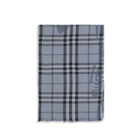Burberry Knight Check Wool-Silk Scarf — Blue