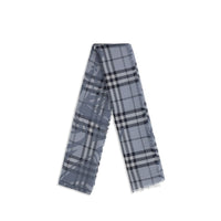 Burberry Knight Check Wool-Silk Scarf — Blue