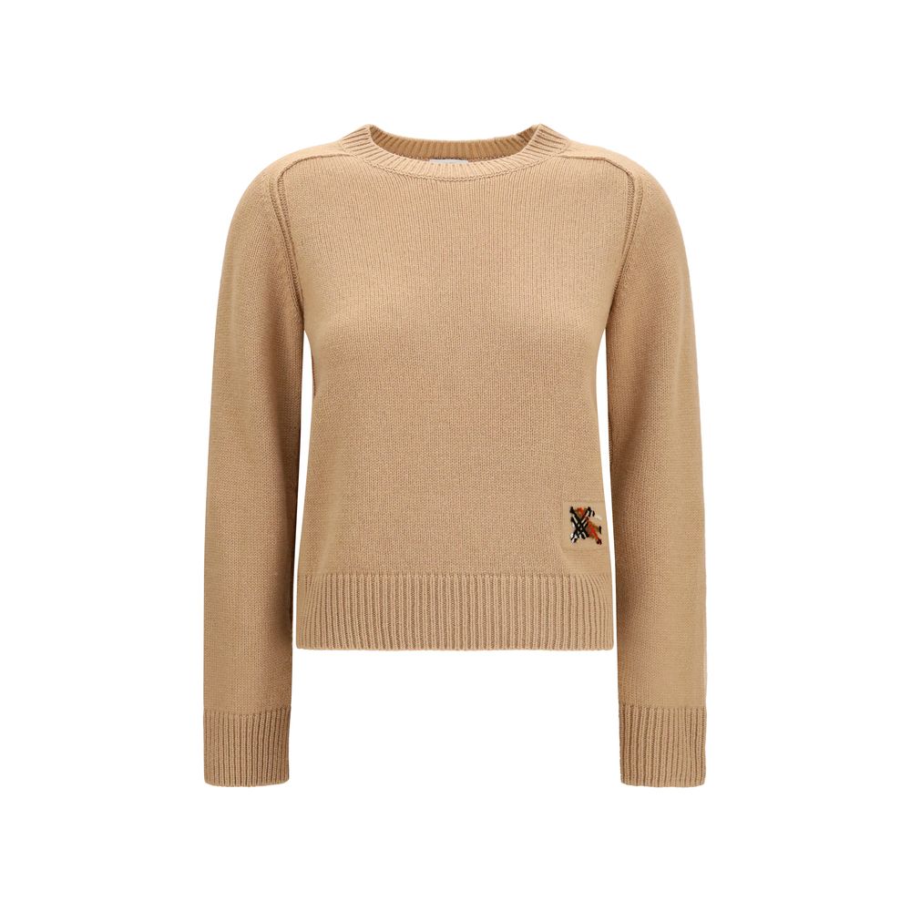 Burberry Wool-Cashmere Crew Neck Sweater — Beige