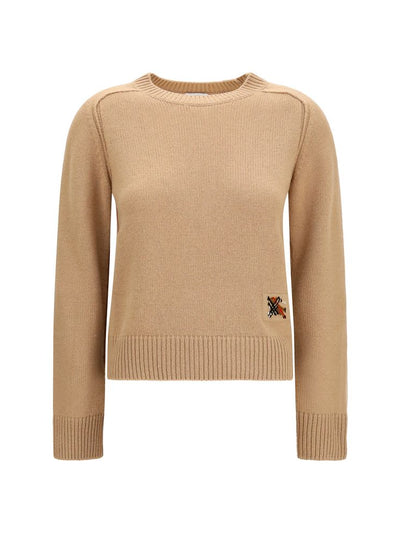 Burberry Wool-Cashmere Crew Neck Sweater — Beige