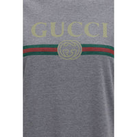 Gucci Web Print Jersey T-Shirt — Gray