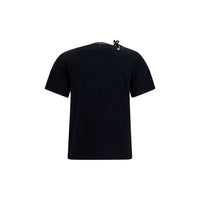 Burberry Check Collar Cut-Out Cotton T-Shirt