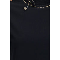 Burberry Check Collar Cut-Out Cotton T-Shirt