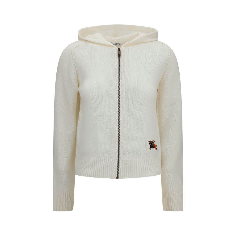 Burberry Wool Hooded Zip Cardigan — Beige