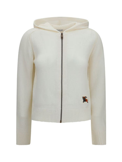 Burberry Wool Hooded Zip Cardigan — Beige