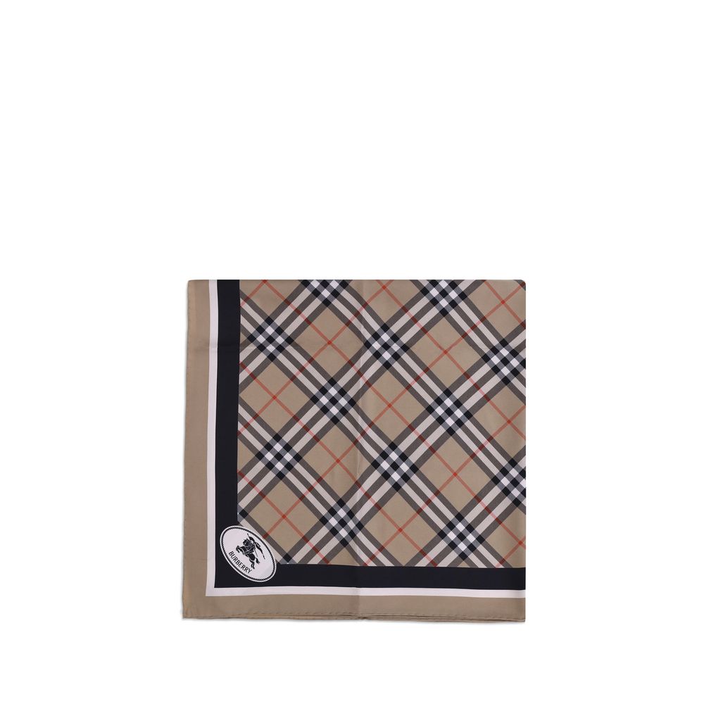 Burberry Check Silk Twill Scarf — Beige