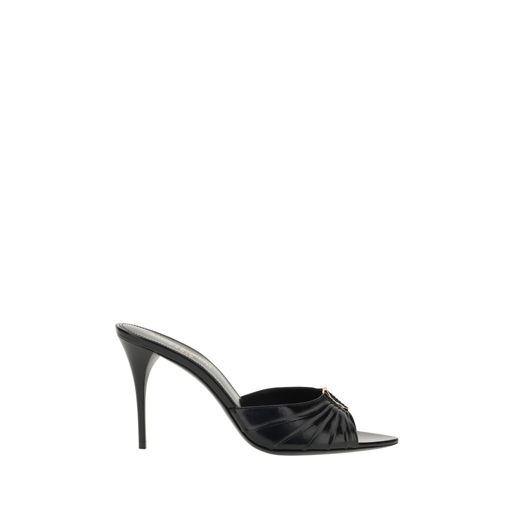 Saint Laurent Babylone Lambskin Stiletto Sandal — Black