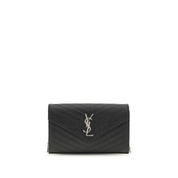 Saint Laurent Monogram Matelassé Chain Wallet — Black