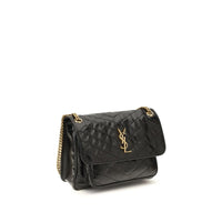 Saint Laurent Niki Vintage Leather Shoulder Bag — Black