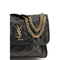 Saint Laurent Niki Vintage Leather Shoulder Bag — Black