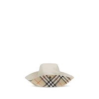 Burberry Check-Lined Cotton Bucket Hat — White
