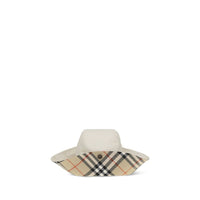 Burberry Check-Lined Cotton Bucket Hat — White
