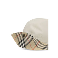 Burberry Check-Lined Cotton Bucket Hat — White