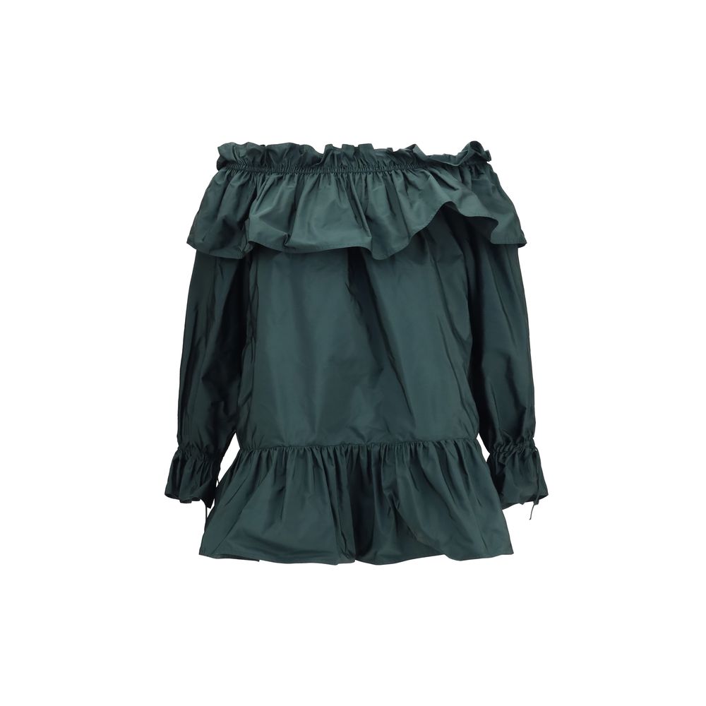 Saint Laurent Ruffled Nylon Poplin Long Dress