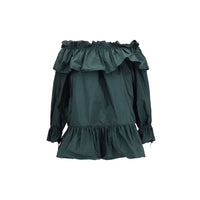 Saint Laurent Ruffled Nylon Poplin Long Dress