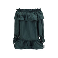 Saint Laurent Ruffled Nylon Poplin Long Dress