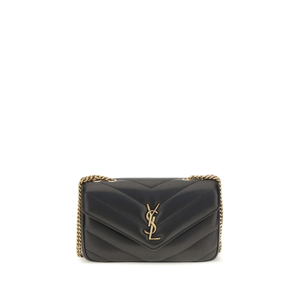 Saint Laurent LouLou Lambskin Crossbody Bag — Black