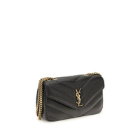 Saint Laurent LouLou Lambskin Crossbody Bag — Black
