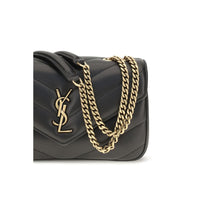 Saint Laurent LouLou Lambskin Crossbody Bag — Black