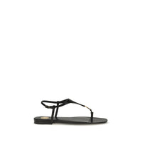 Saint Laurent Cassandre Leather Flat Sandal