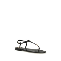 Saint Laurent Cassandre Leather Flat Sandal