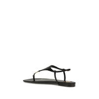 Saint Laurent Cassandre Leather Flat Sandal