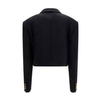 Versace Cropped Double-Breasted Wool Blazer
