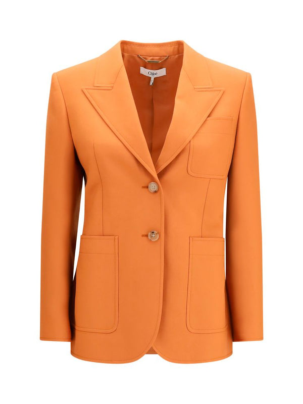 Chloé Orange Wool Gabardine Blazer