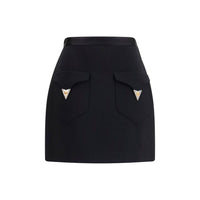 Versace Wool A-Line Mini Skirt