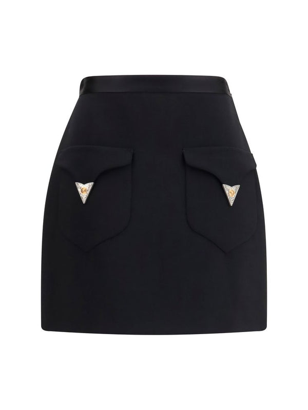 Versace Wool A-Line Mini Skirt
