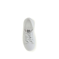 Miu Miu Platform Lace-Up Sneaker — White
