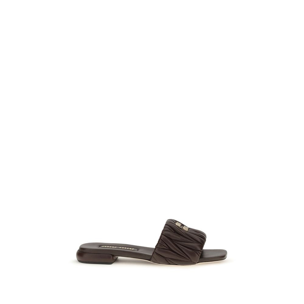 Miu Miu Matelàssé Nappa Leather Flat Sandal