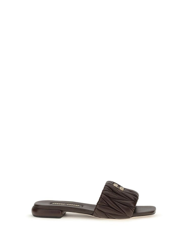 Miu Miu Matelàssé Nappa Leather Flat Sandal