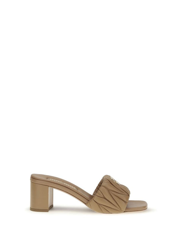 Miu Miu Lambskin Padded Strap Platform Sandal