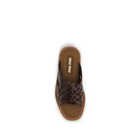 Miu Miu Leather Flat Strap Sandal