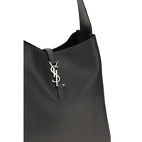 Saint Laurent Le 5 À 7 Large Leather Shoulder Bag — Black