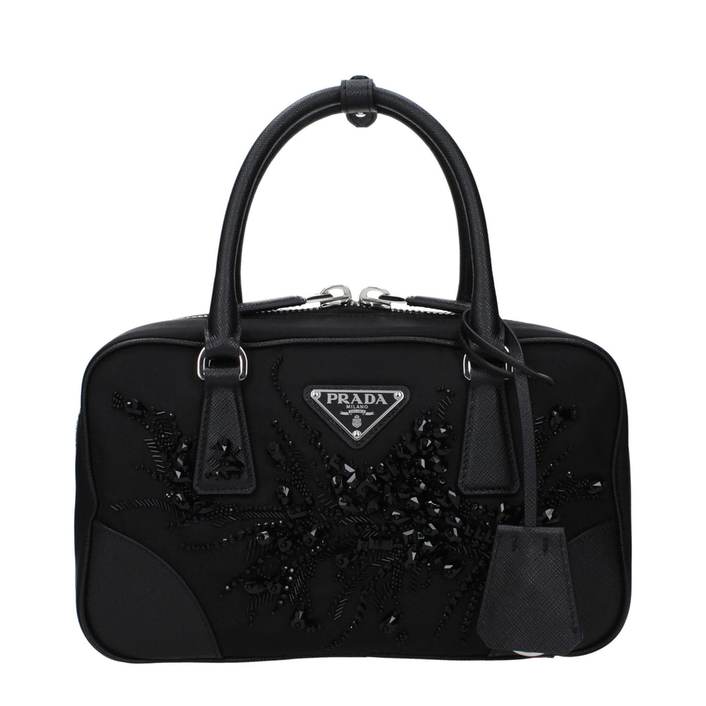 Prada Re-Nylon Triangle Logo Handbag — Black