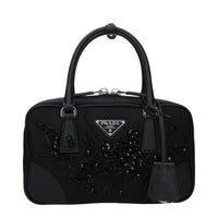 Prada Re-Nylon Triangle Logo Handbag — Black