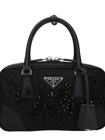 Prada Re-Nylon Triangle Logo Handbag — Black