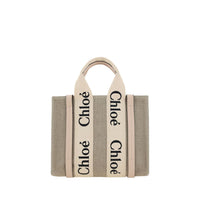Chloé Brown Linen Woody Tote Bag