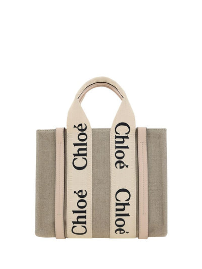 Chloé Brown Linen Woody Tote Bag