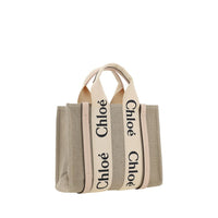Chloé Brown Linen Woody Tote Bag