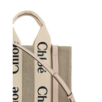Chloé Brown Linen Woody Tote Bag